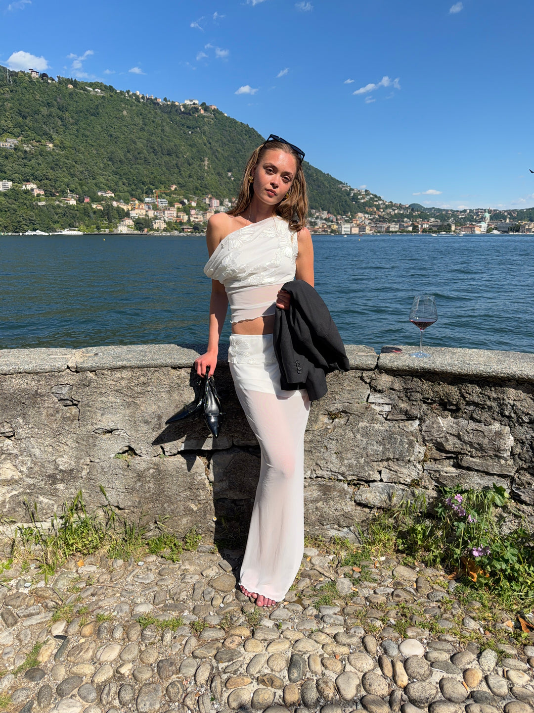 Kivo maxi mesh nederdel - Hvid