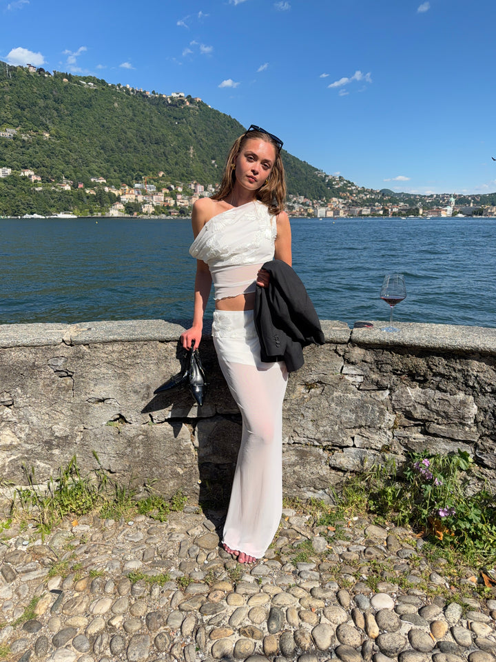 Kivo maxi mesh nederdel - Hvid