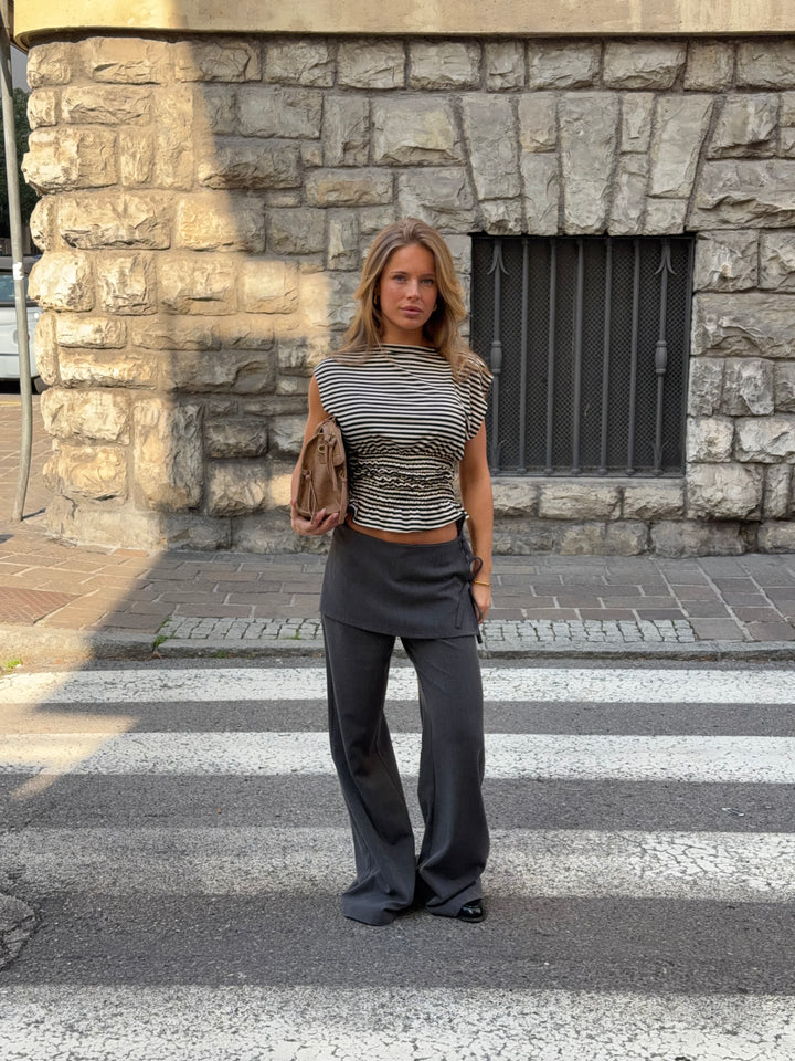 Laura bindebånds suit pants - Melange grå