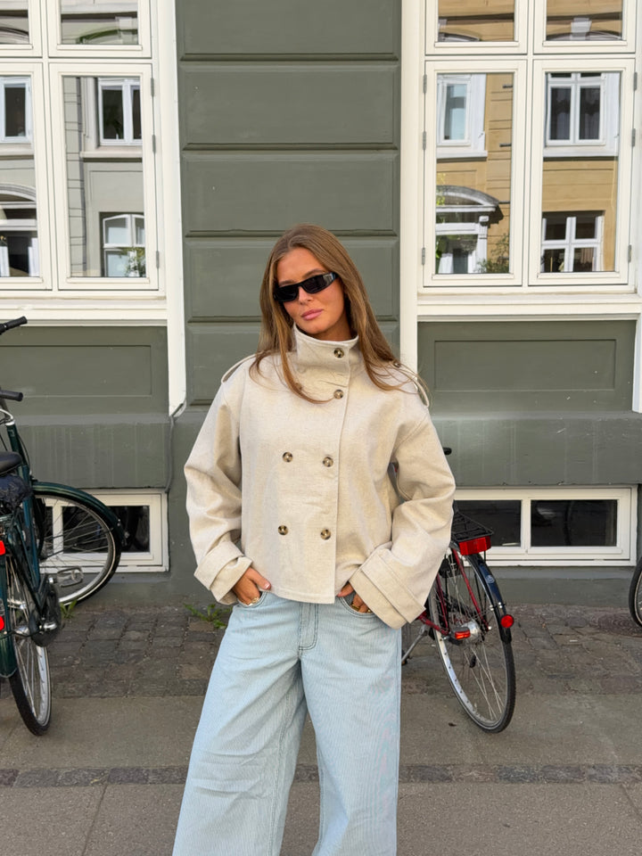Cleo funnel neck trenchcoat jakke - Lysegrå