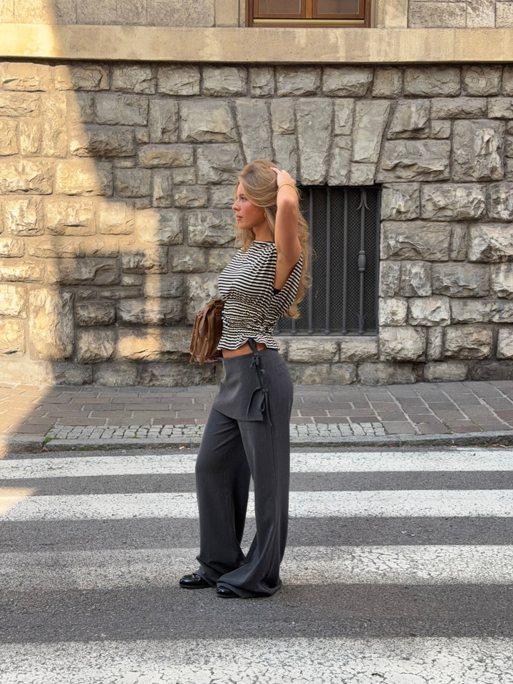 Laura bindebånds suit pants - Melange grå