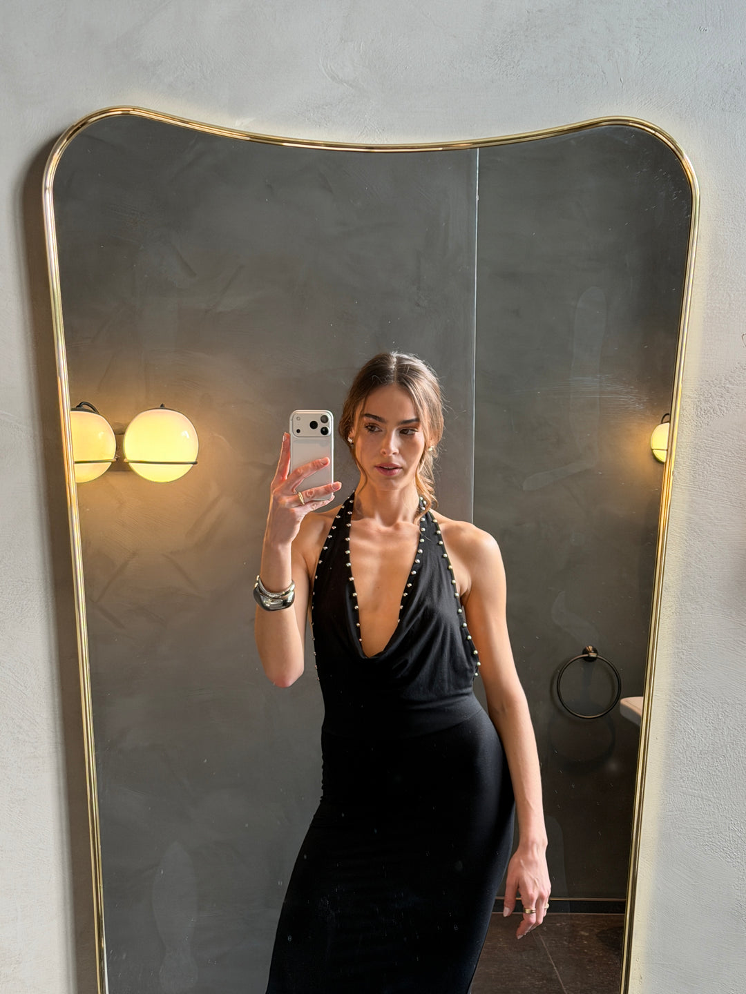 Frigg nitte maxi kjole - Sort