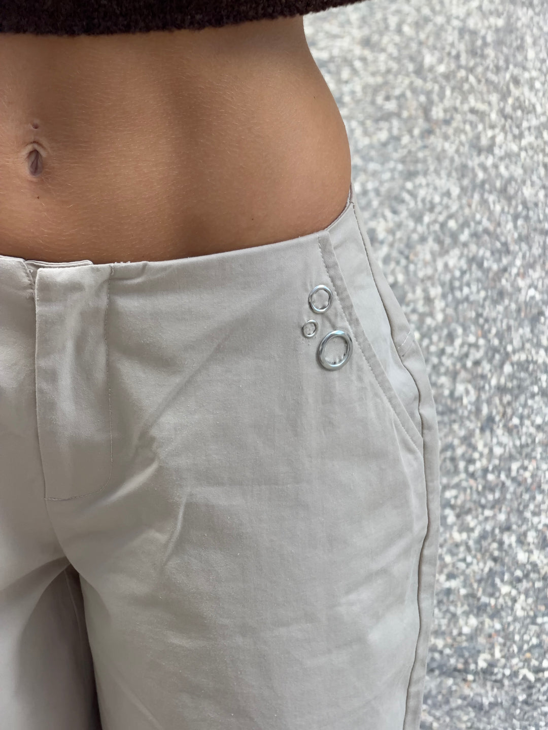 Tara eyelet baggy bukser - Taupe