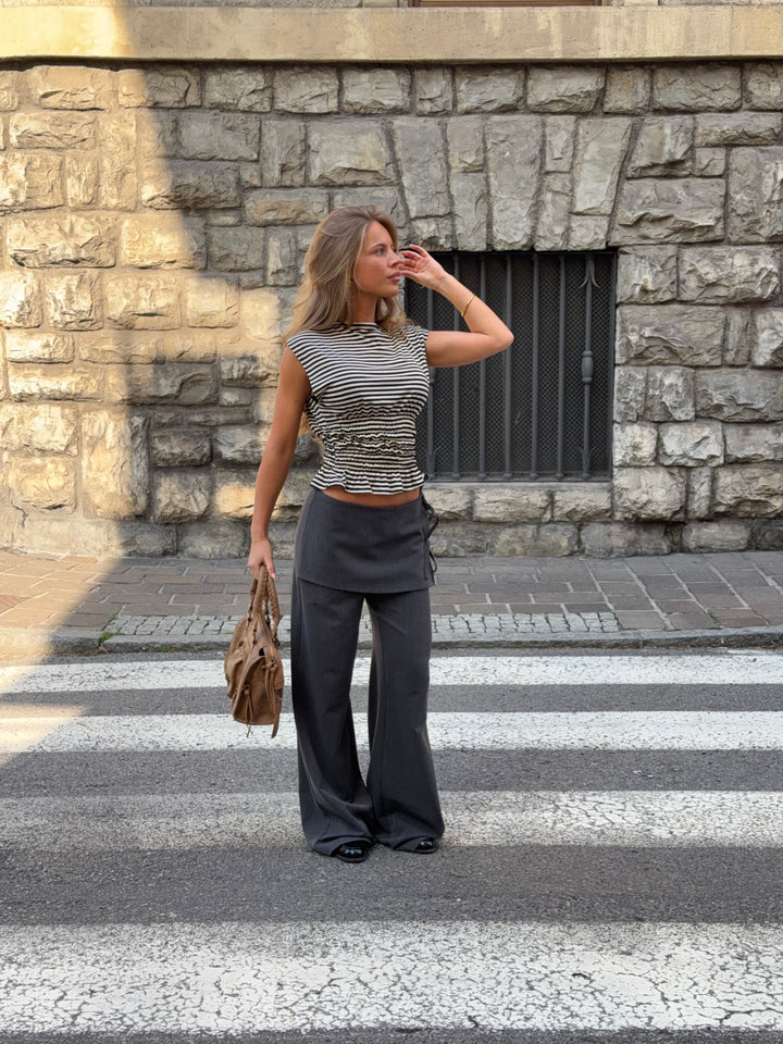 Laura bindebånds suit pants - Melange grå