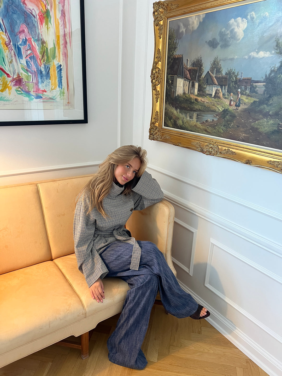 Liana bindedetalje denim jeans - Medium blå