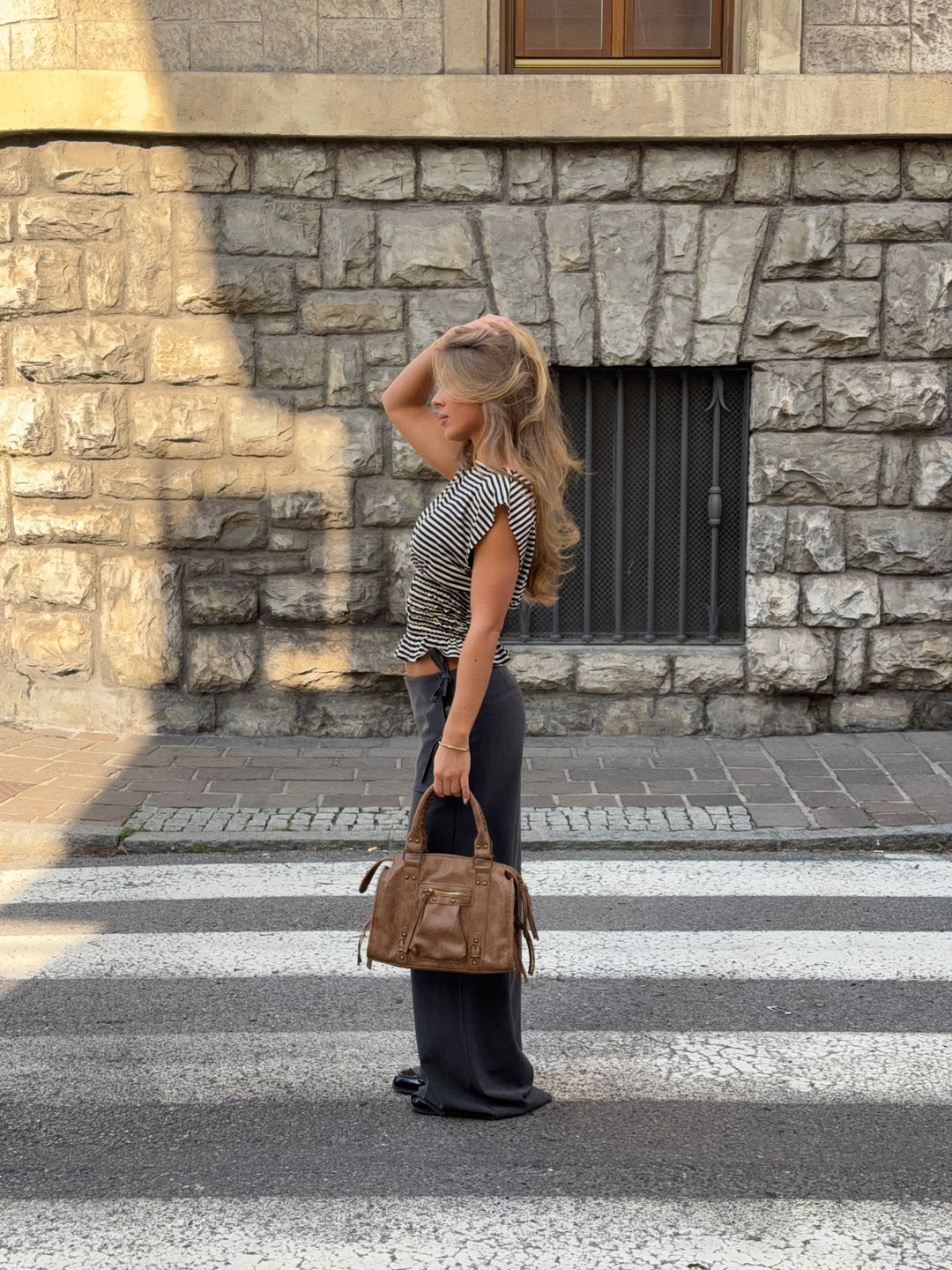 Laura bindebånds suit pants - Melange grå