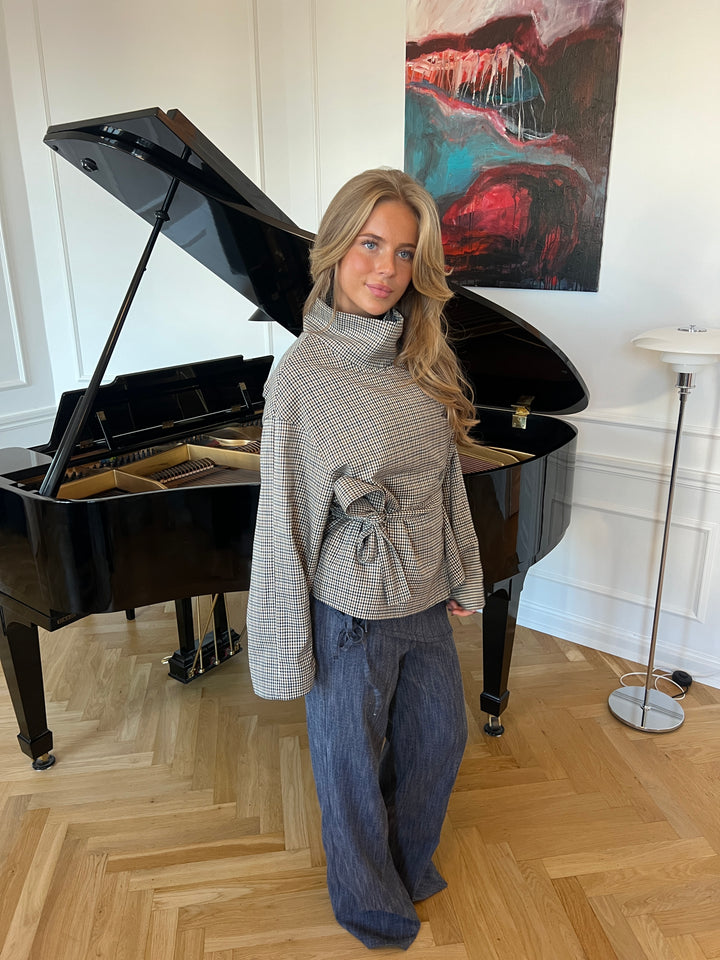 Liana bindedetalje denim jeans - Medium blå