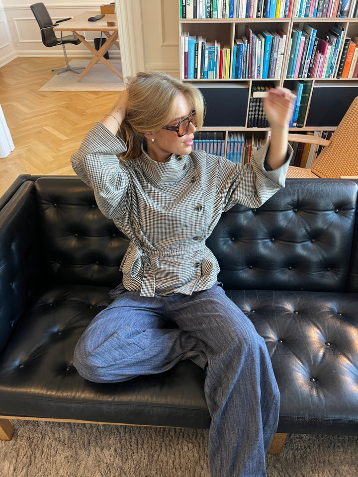 Liana bindedetalje denim jeans - Medium blå