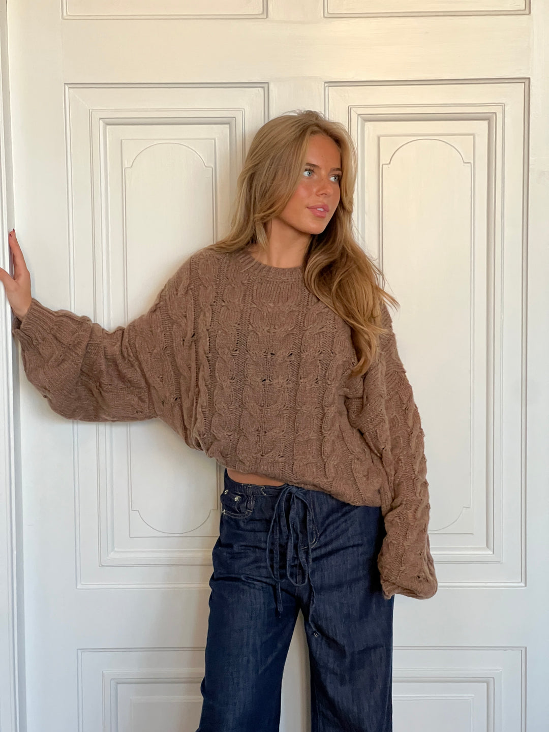 Anora chunky striktrøje - Brun