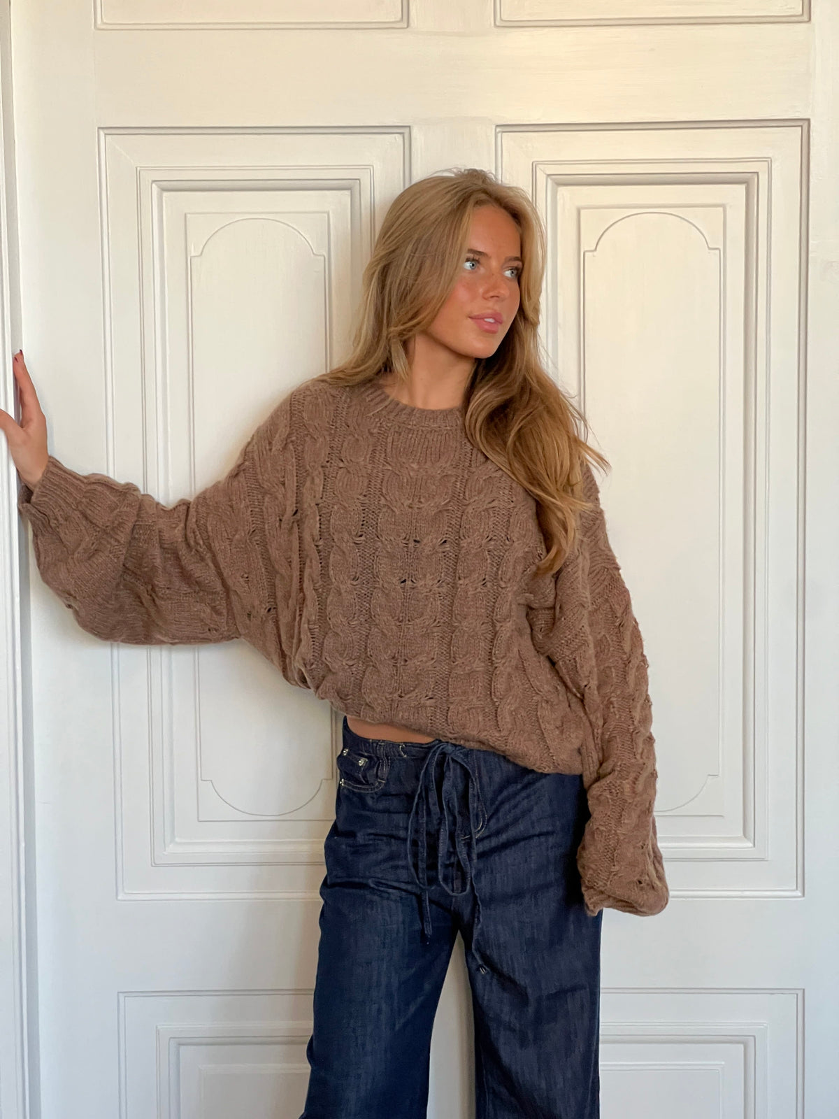 Anora Chunky Striktrøje Brun