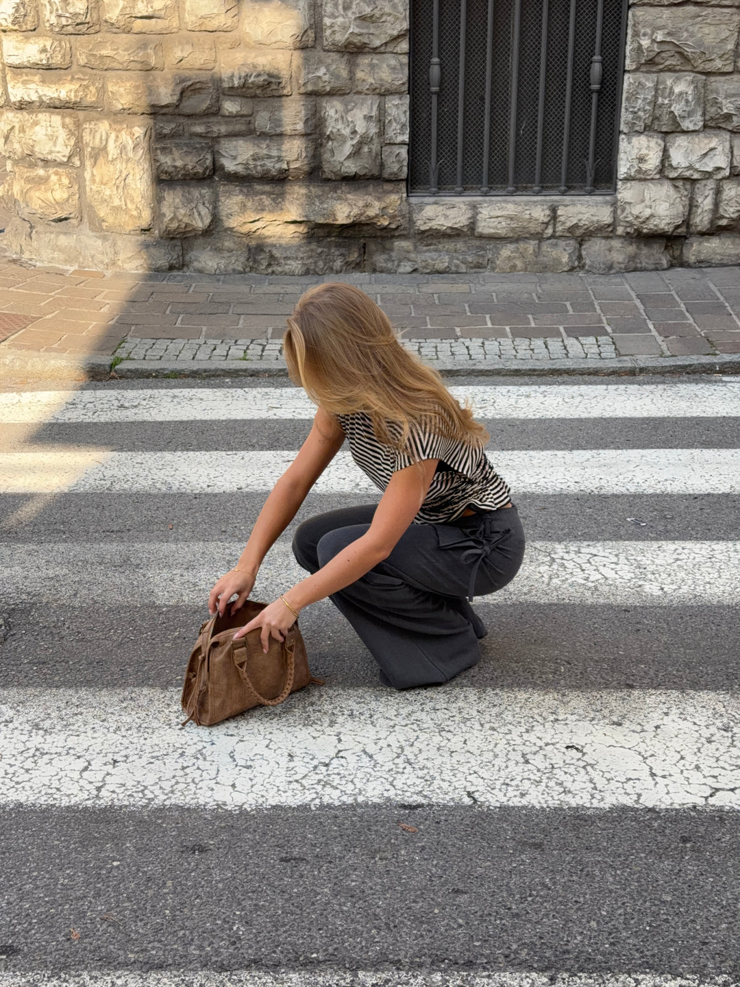 Laura bindebånds suit pants - Melange grå