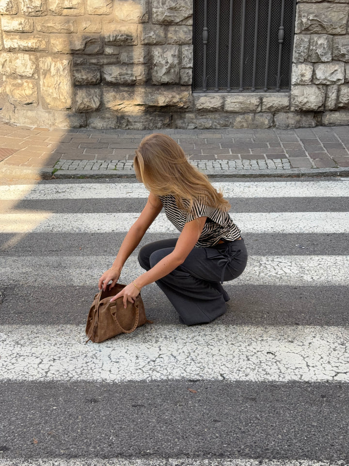 Laura bindebånds suit pants - Melange grå