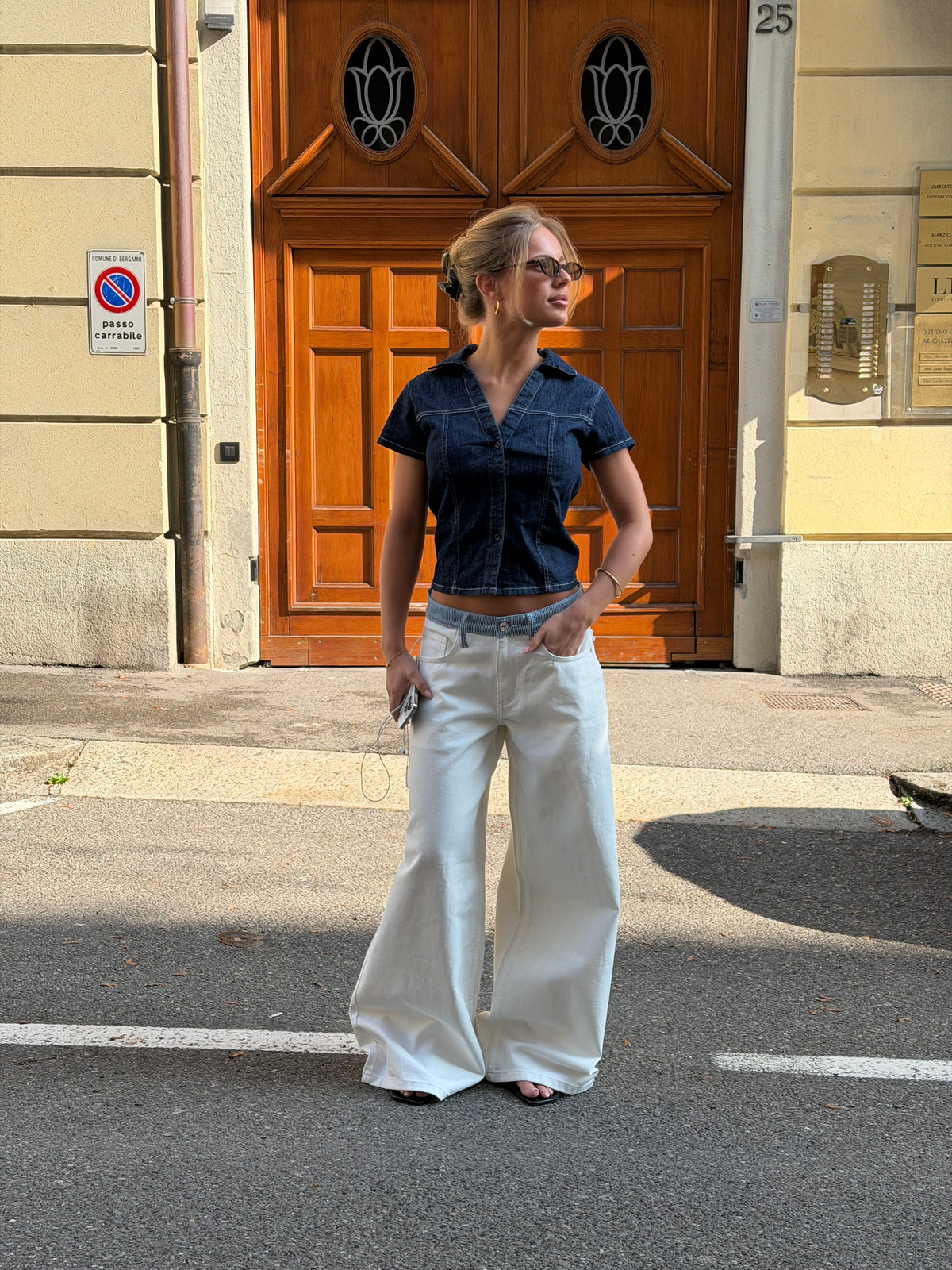 Bjørk Stribet Jeans Hvid