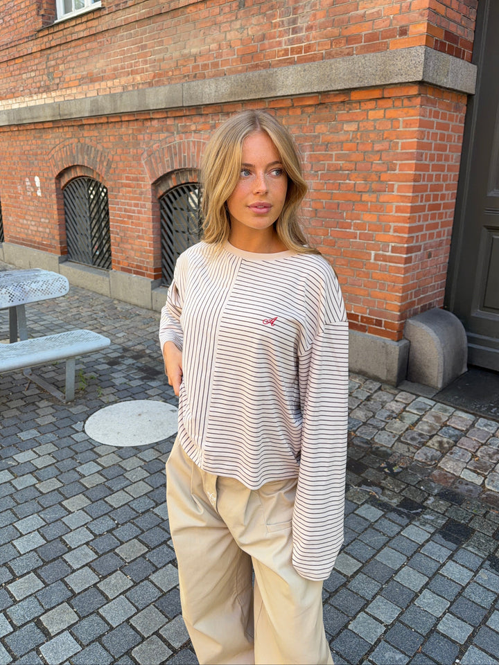 Lumi pinstribet langærmet polo - Brun/hvid