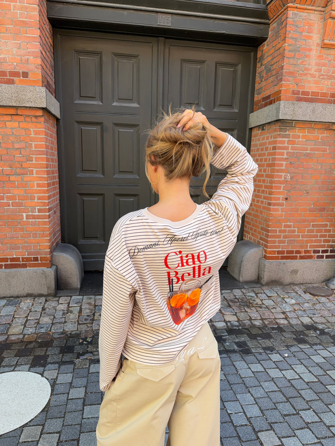 Lumi pinstribet langærmet polo - Brun/hvid