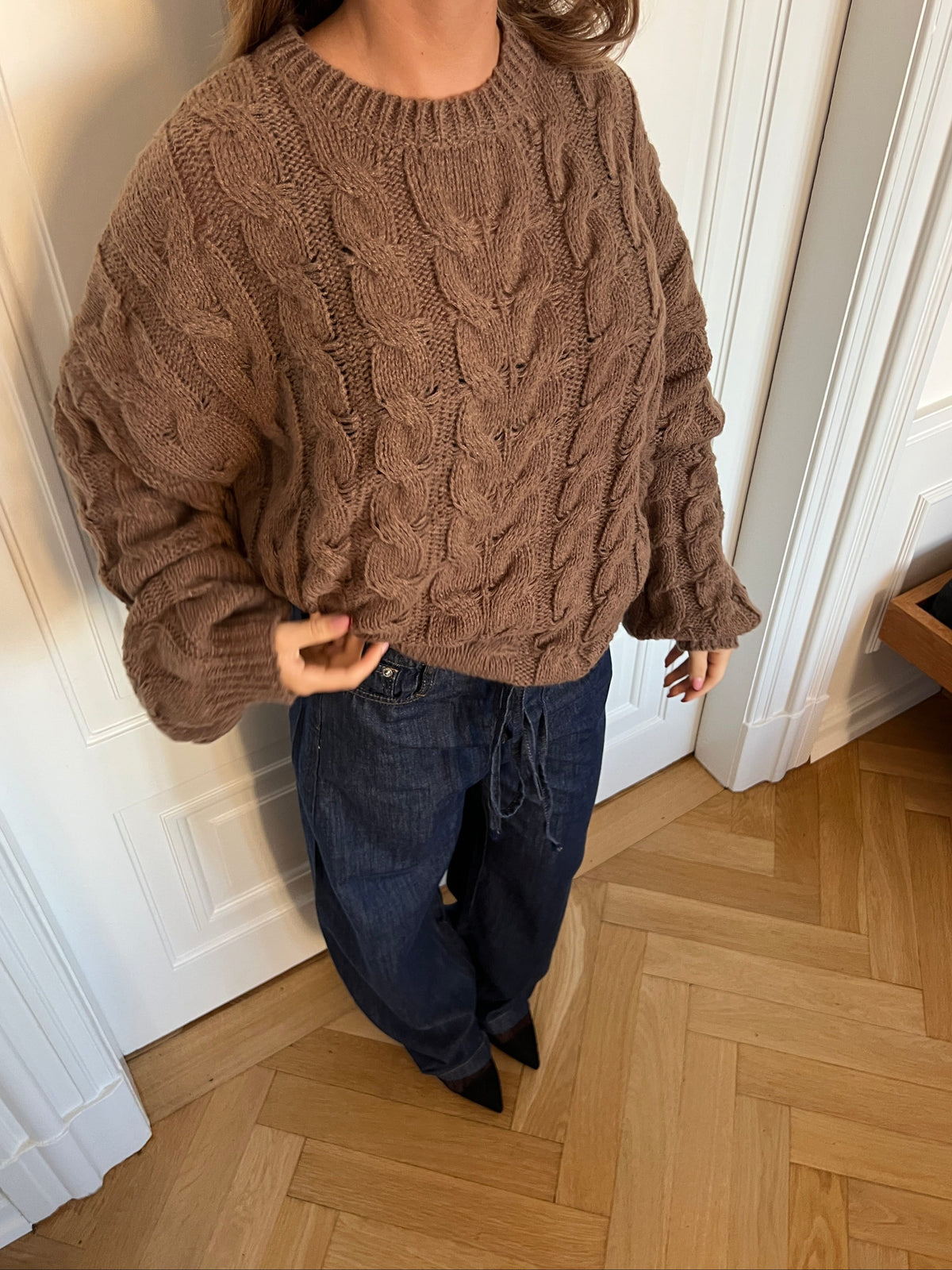 Anora Chunky Striktrøje Brun