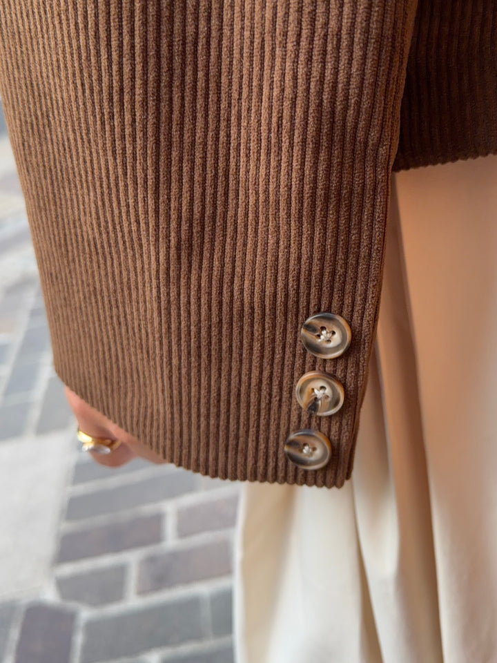 Anine dobbelt blazer - Mørkebrun/tern