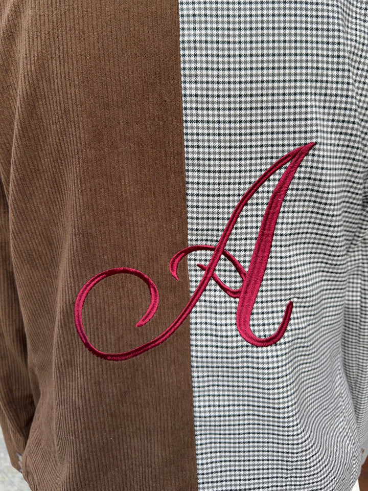 Anine dobbelt blazer - Mørkebrun/tern