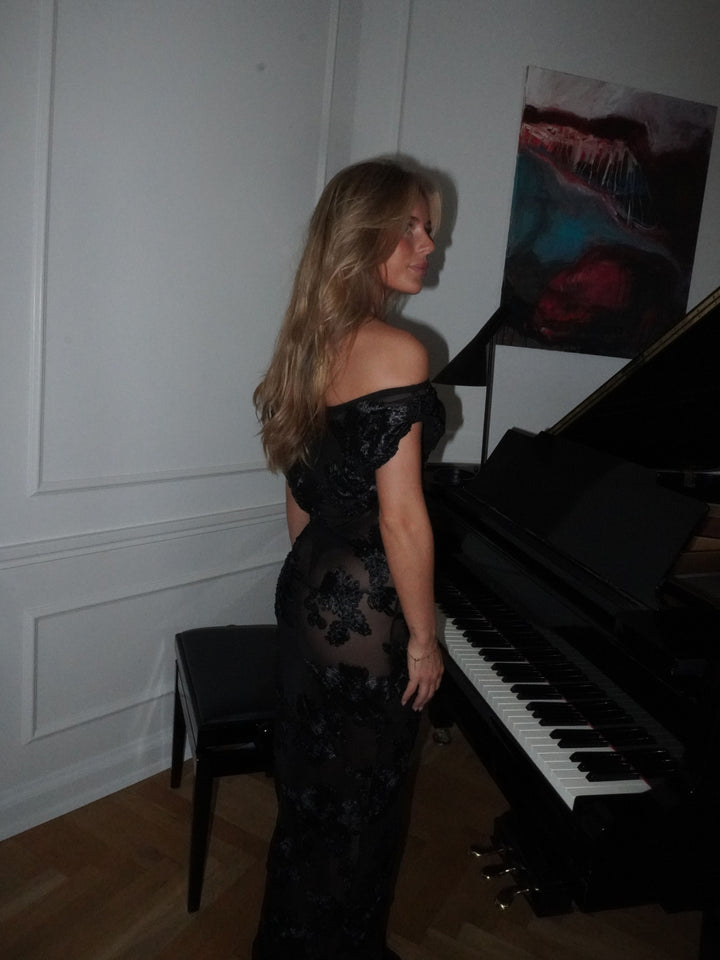 Kivo maxi mesh kjole - Sort