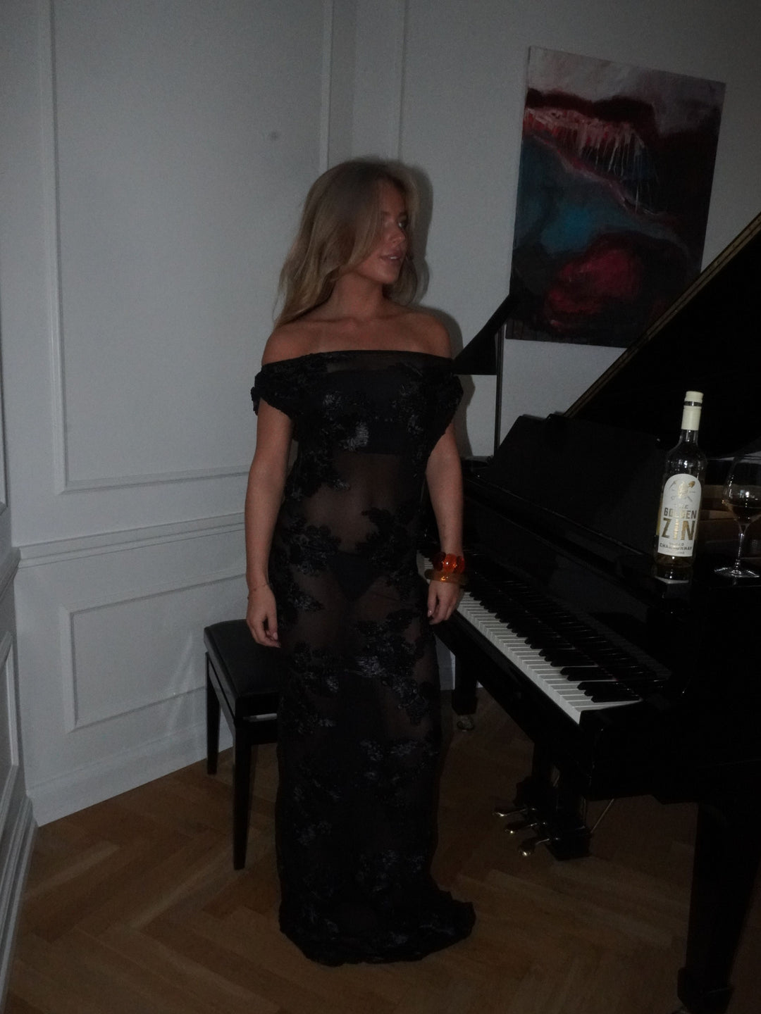 Kivo maxi mesh kjole - Sort