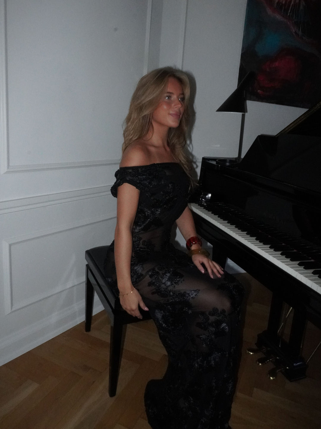 Kivo maxi mesh kjole - Sort