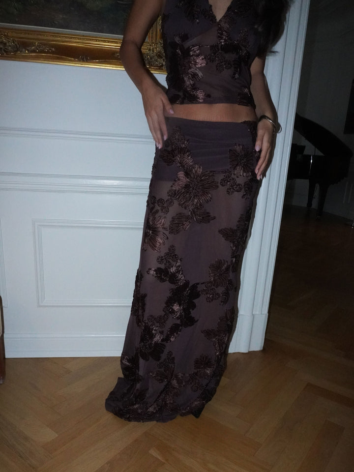 Kivo maxi mesh nederdel - Brun