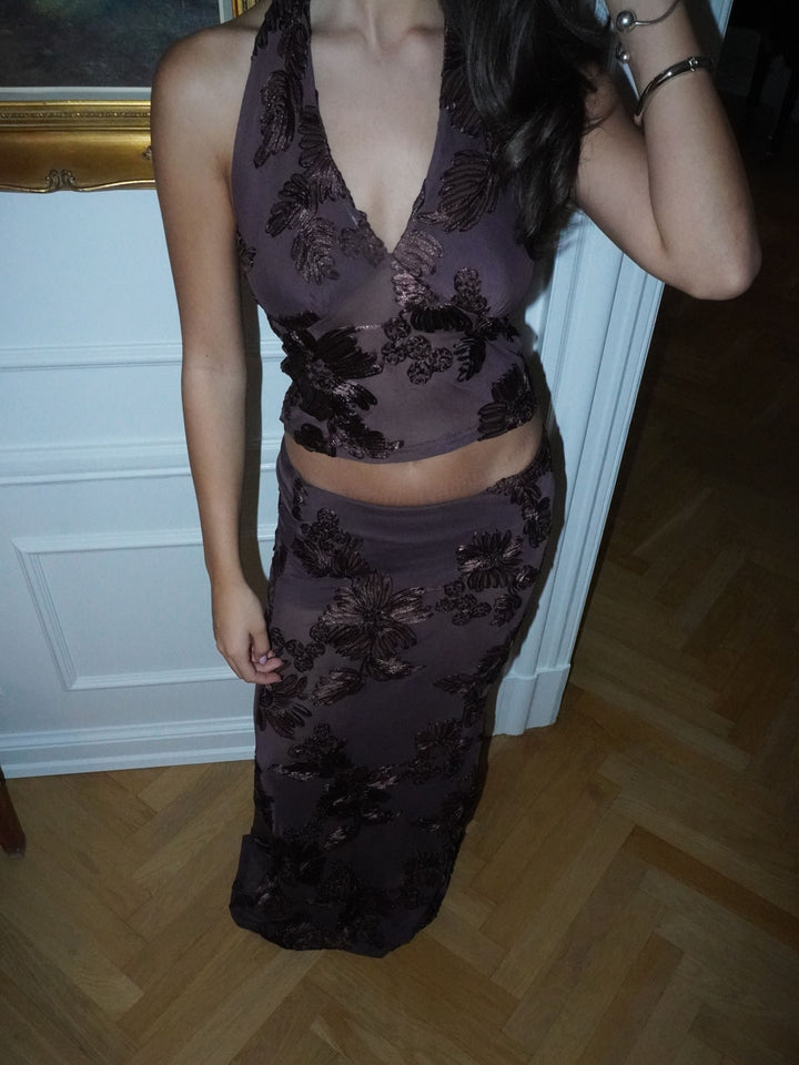 Kivo maxi mesh nederdel - Brun