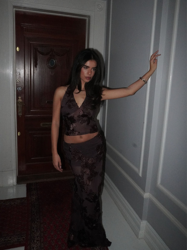 Kivo maxi mesh nederdel - Brun