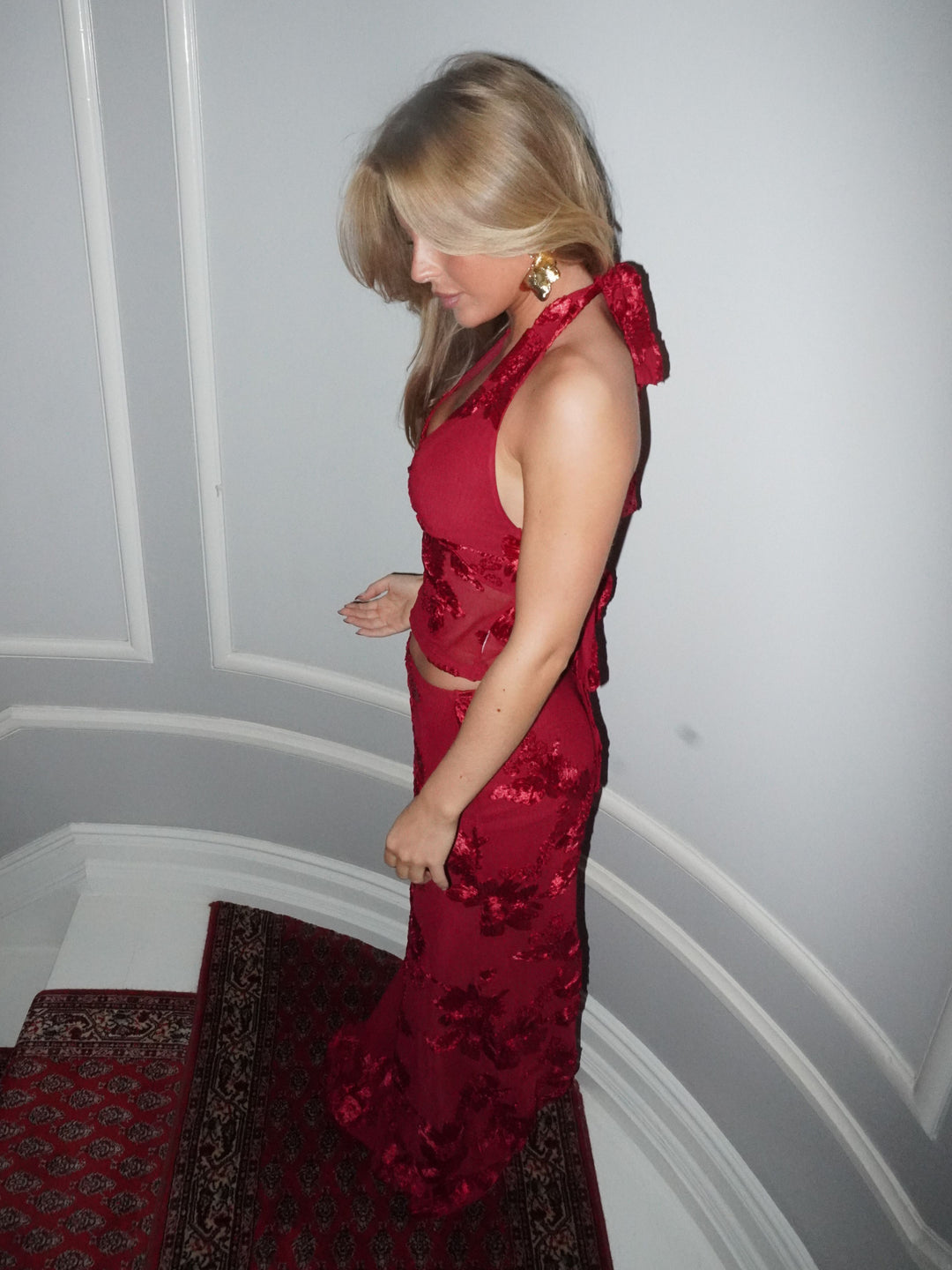 Kivo maxi mesh nederdel - Rød