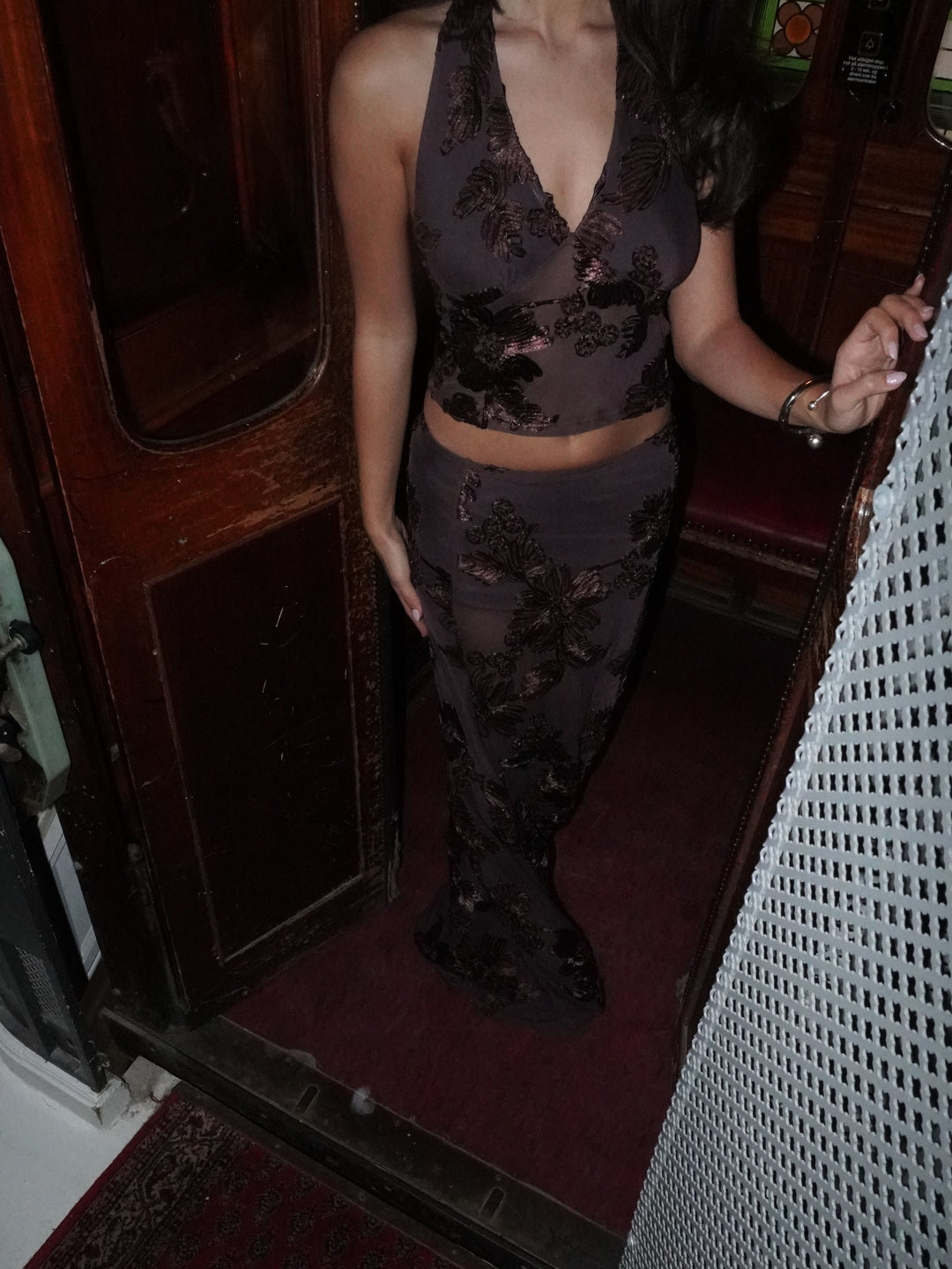 Kivo maxi mesh nederdel - Brun