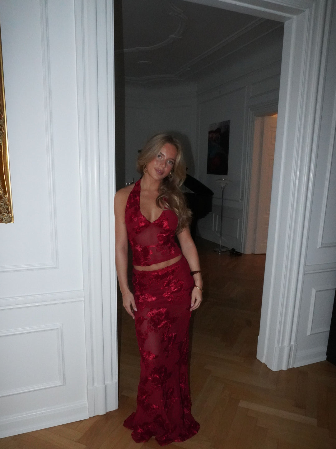 Kivo maxi mesh nederdel - Rød