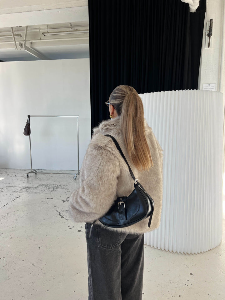 Liva pelsjakke - Beige melange