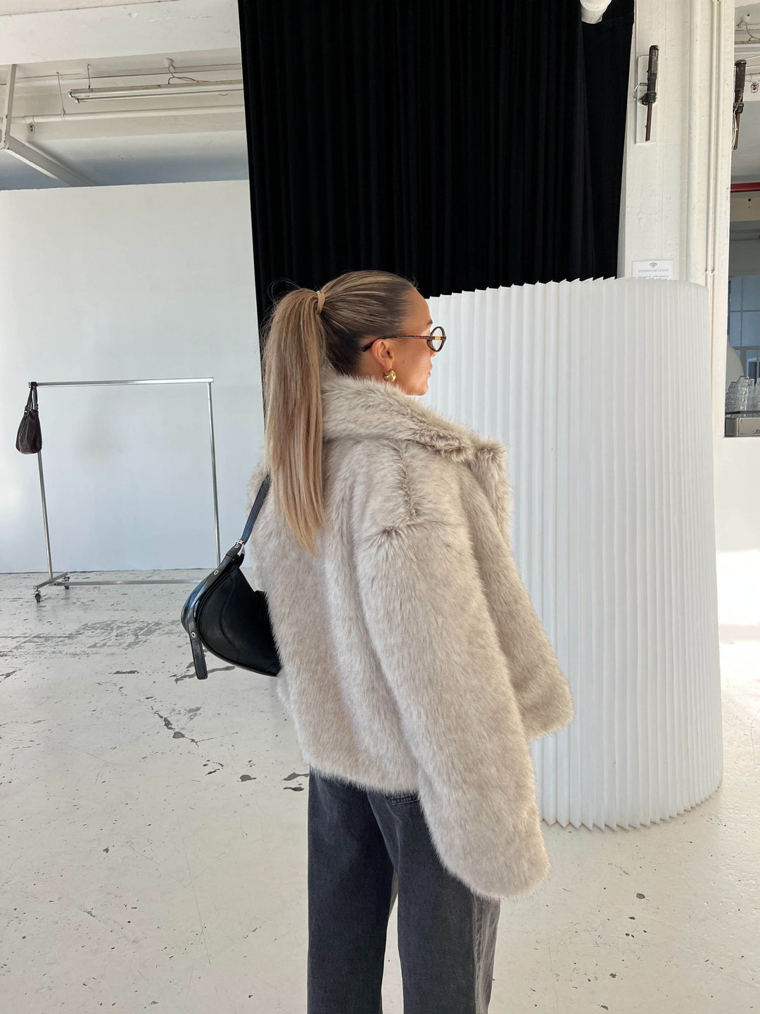 Liva pelsjakke - Beige melange