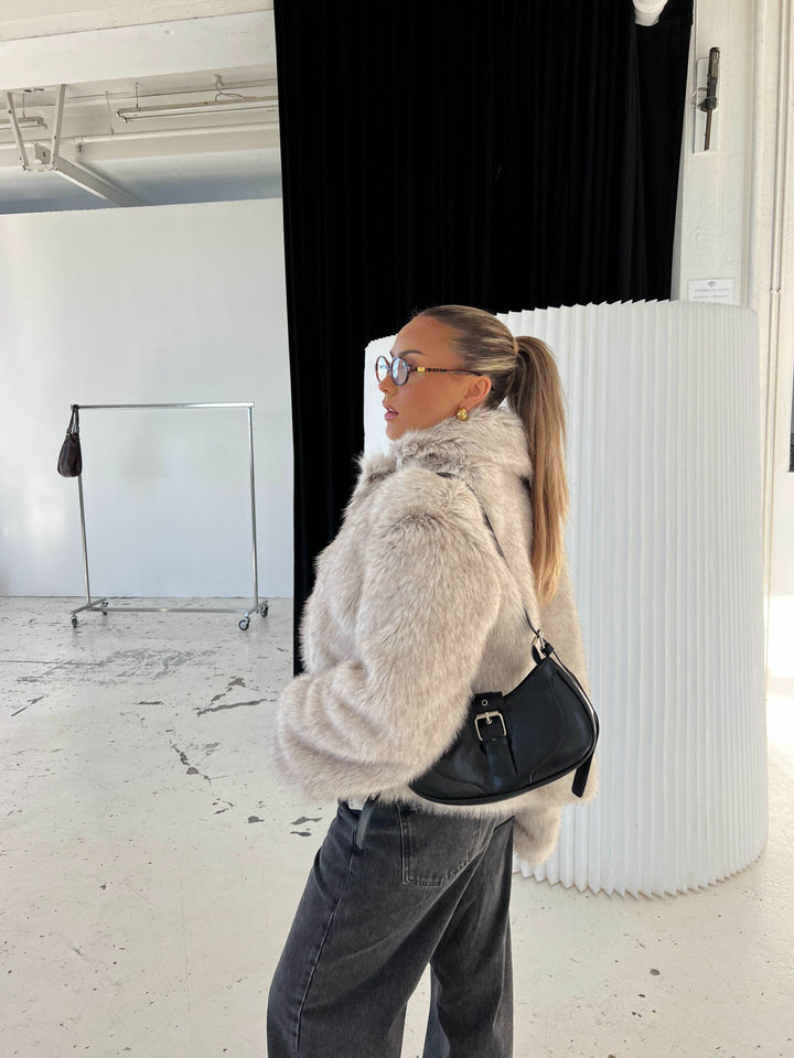 Liva pelsjakke - Beige melange