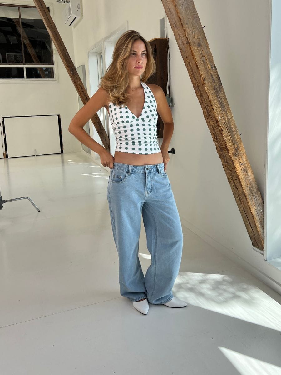 Maddy Lavtaljet Jeans Lyseblå