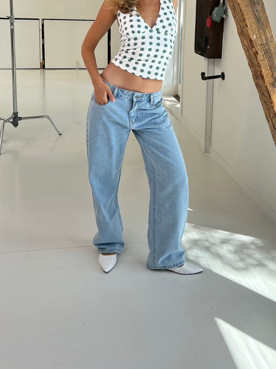 Maddy Lavtaljet Jeans Lyseblå