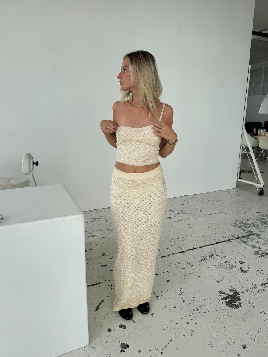 Maddy strik top - Cremehvid