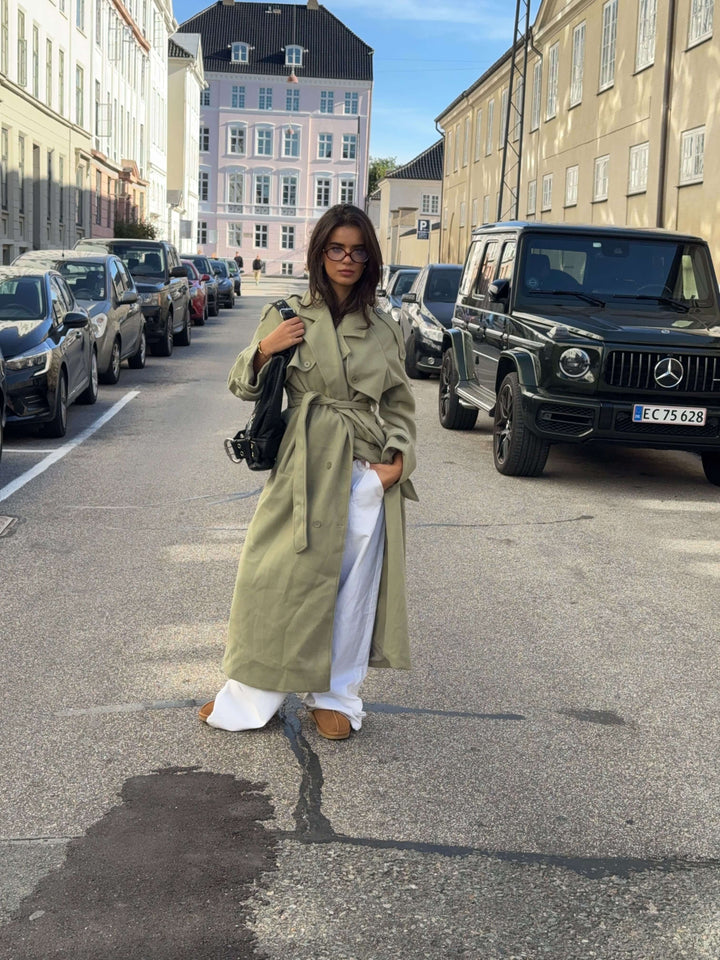 Mynte maxi frakke - Limegrøn