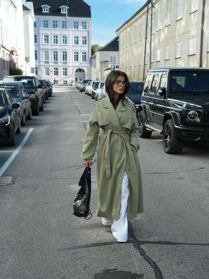 Mynte maxi frakke - Limegrøn