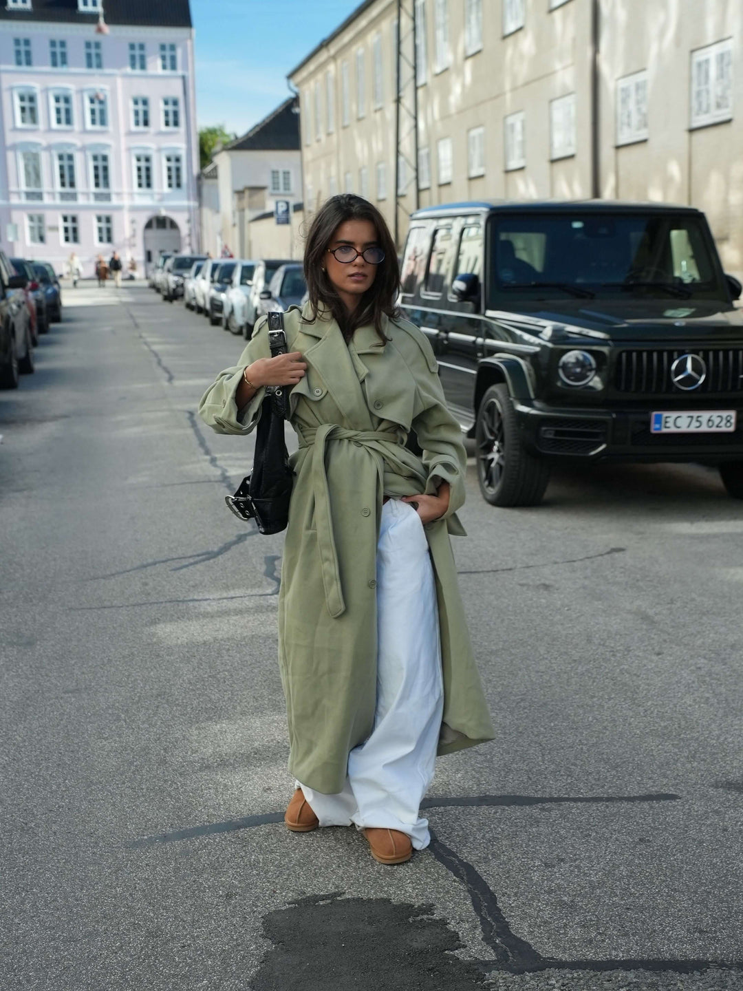 Mynte maxi frakke - Limegrøn