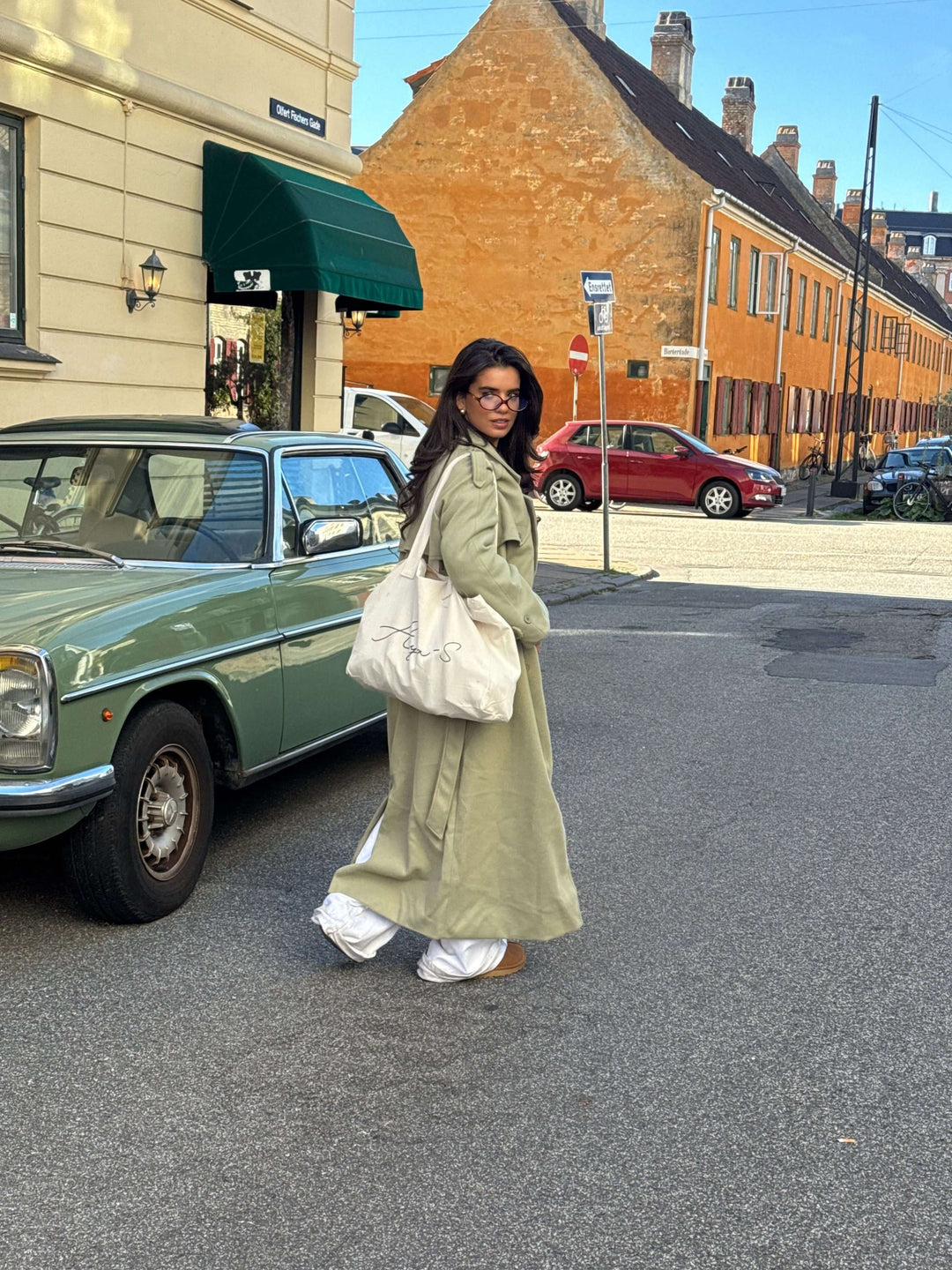 Mynte maxi frakke - Limegrøn