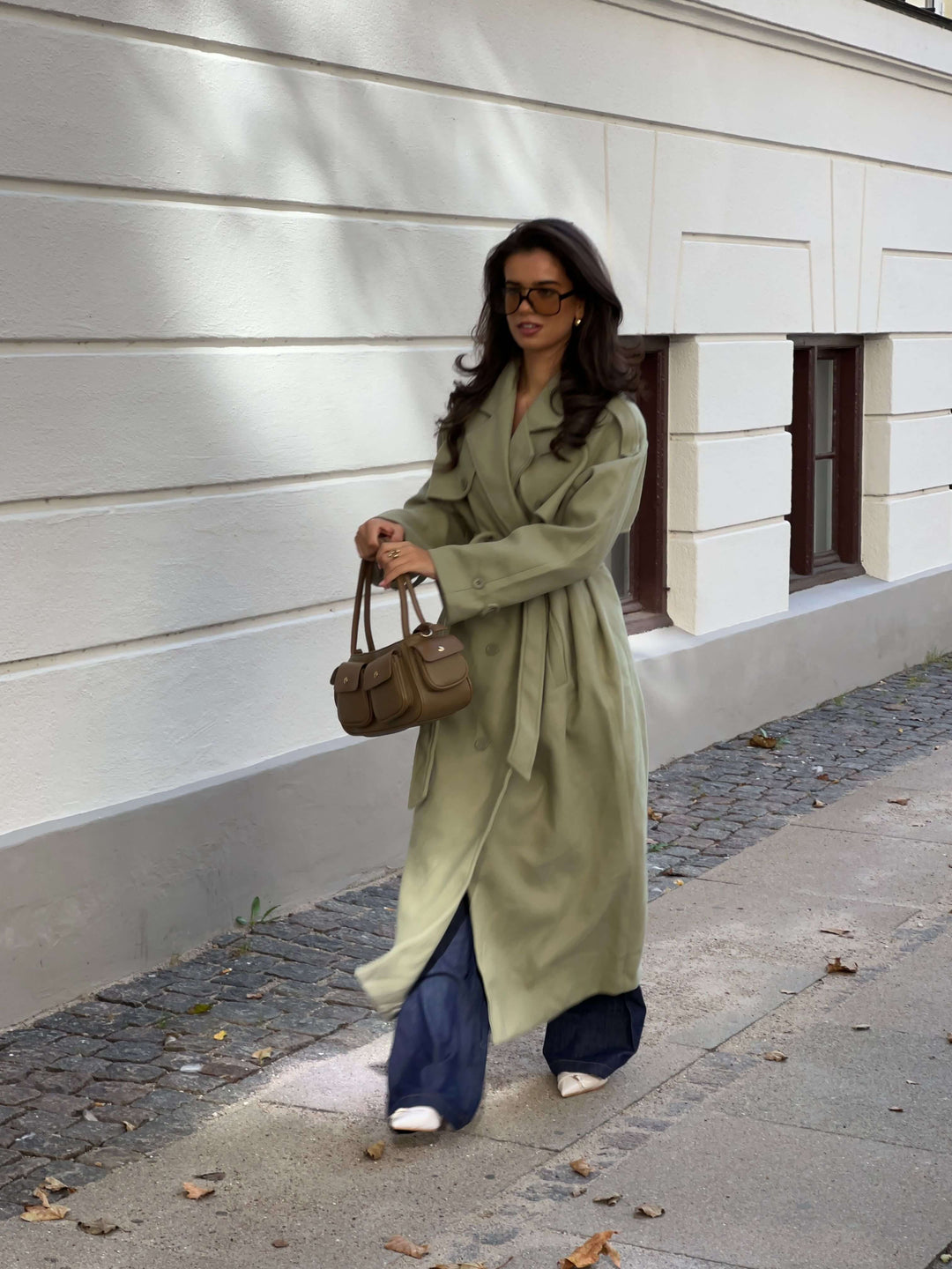 Mynte maxi frakke - Limegrøn