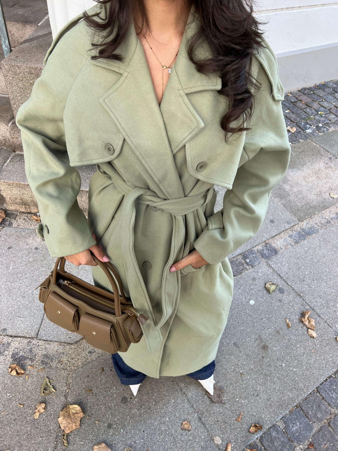 Mynte maxi frakke - Limegrøn