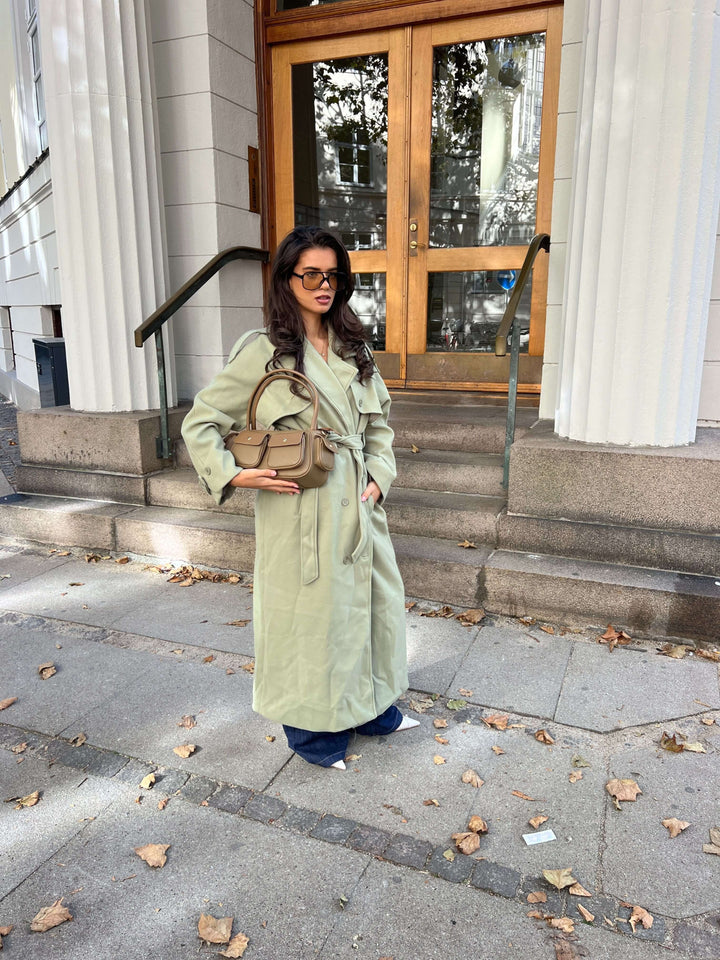 Mynte maxi frakke - Limegrøn