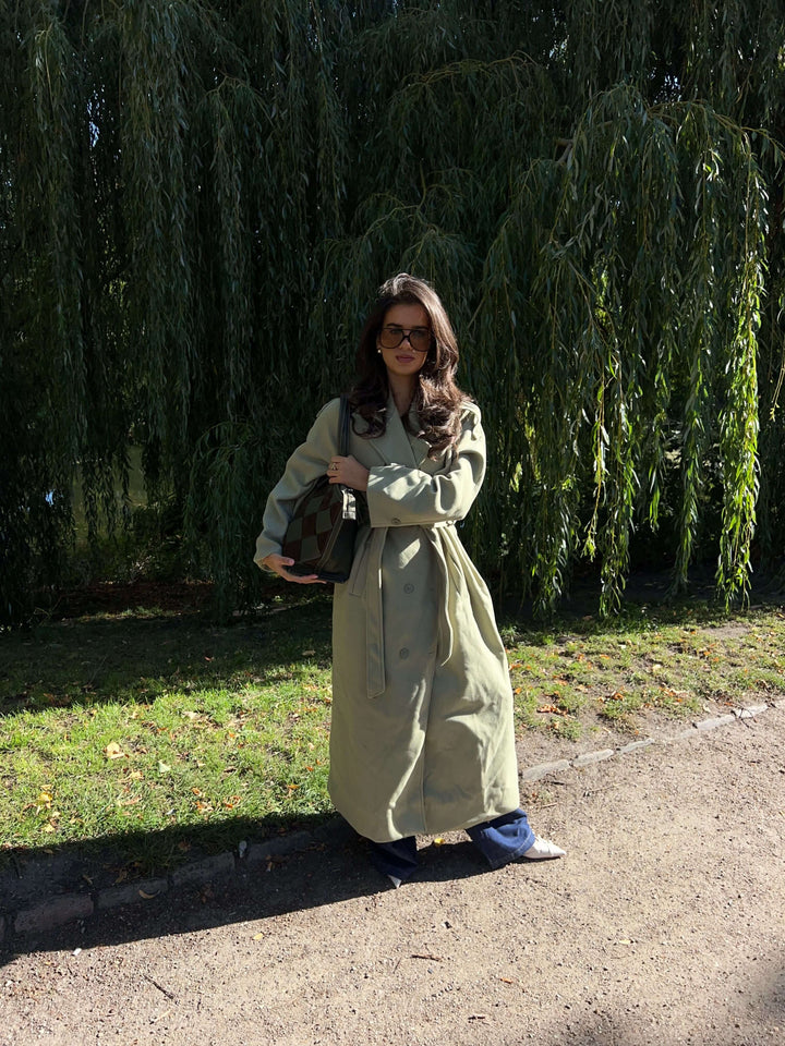 Mynte maxi frakke - Limegrøn