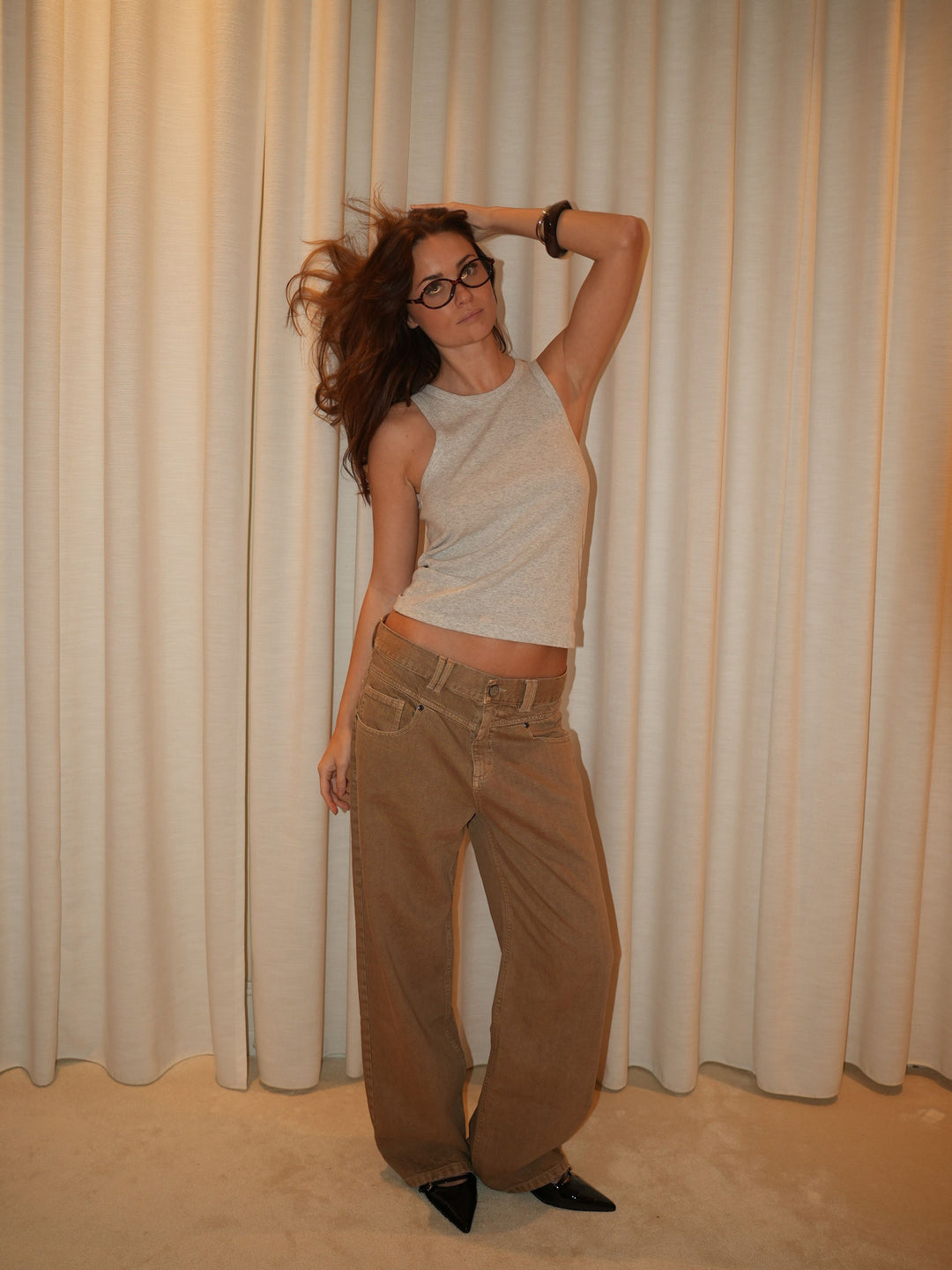 Othilie yoke jeans - Brun