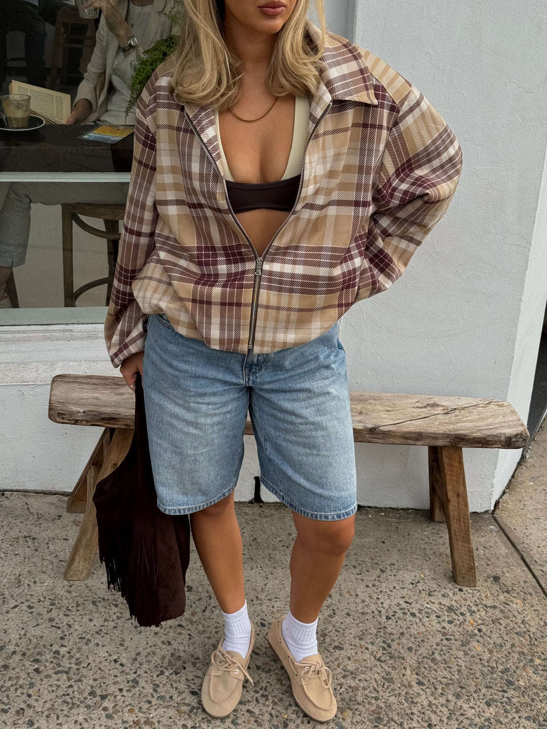 Elin ternet bomber jakke - Brun