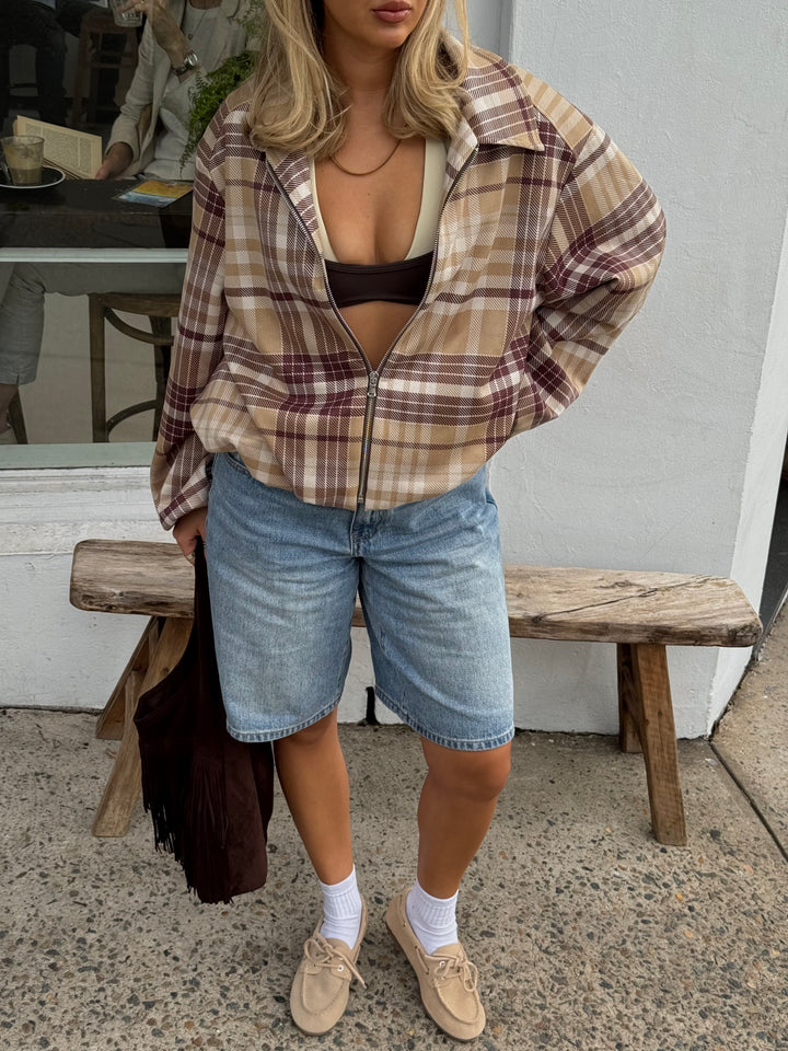 Elin ternet bomber jakke - Brun