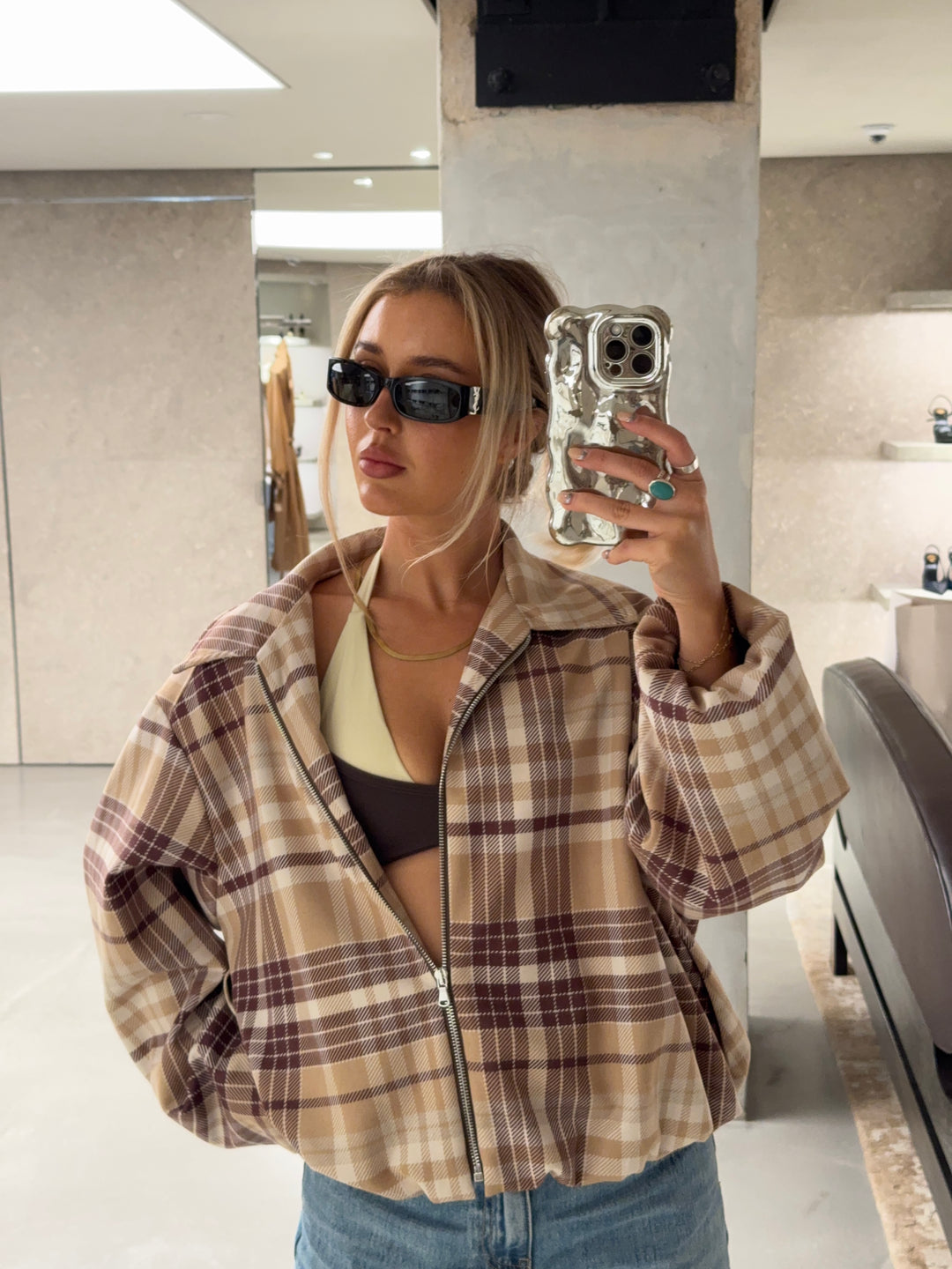 Elin ternet bomber jakke - Brun