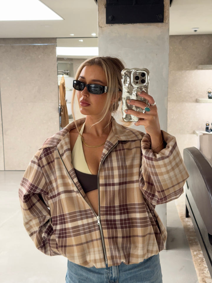 Elin ternet bomber jakke - Brun